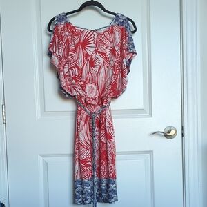 Red and Blue Floral Dress
